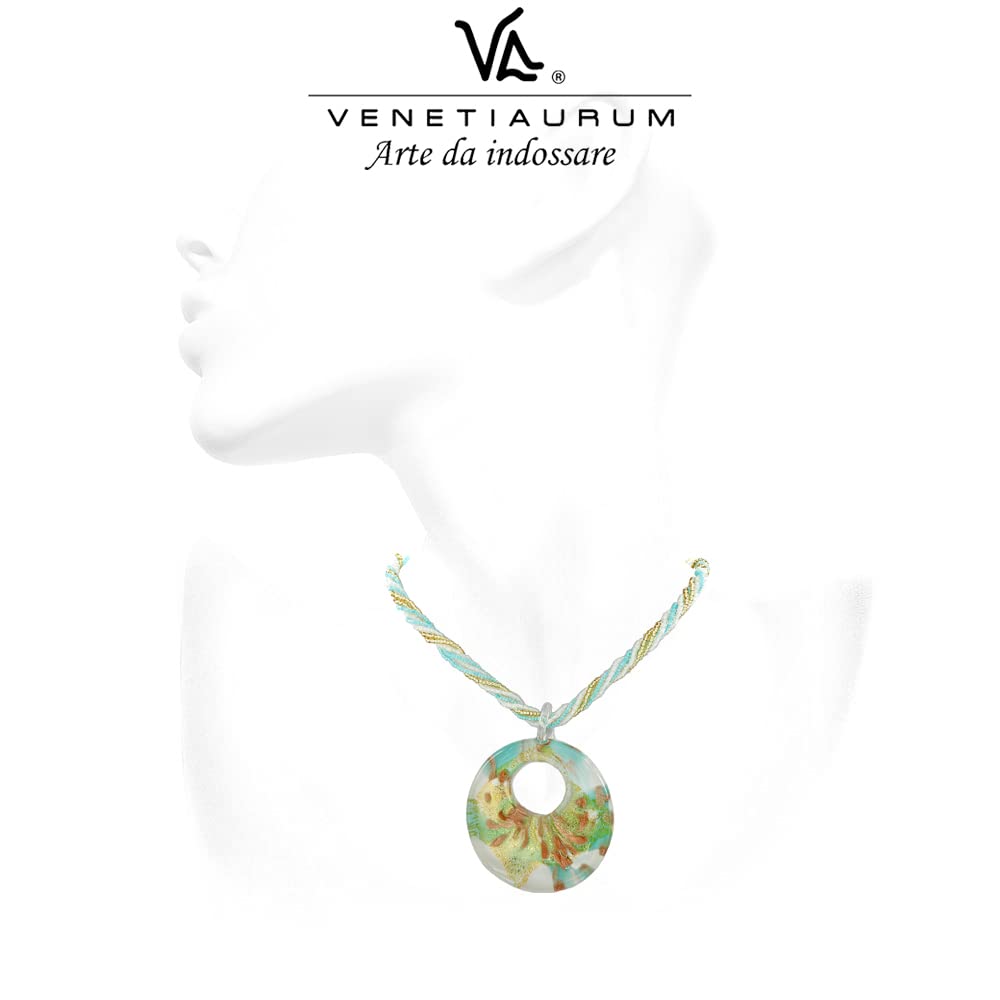 Venetiaurum - Collana Girocollo Multifili per Donna Con Medaglione In Vetro Originale Di Murano E Argento 925 - Gioiello Made In Italy Certificato