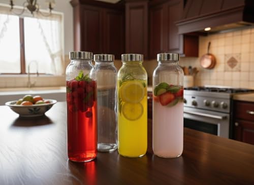 Image of Vency Glass Water Bottle for Fridge, 800ml, Transparent, Leakproof Flip Cap, Airtight Seal, for Milk, Juice, Cold Beverages, Durable, Scratch-Proof, Freezer Safe (Set of 1)