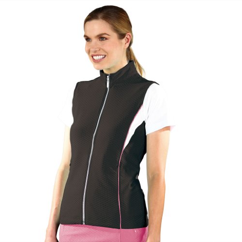 Monterey Club Women's Honeycomb Texture Color Insert Vest #2767 (Black/White, Large)