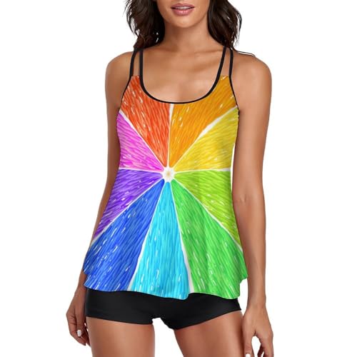 Maillot de bain tankini orange pour femme idéal pour le surf et la plage