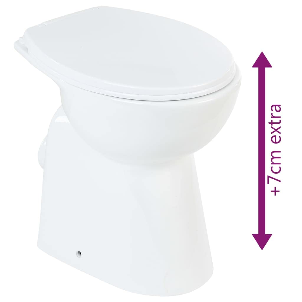 Willood Hohe Spülrandlose Toilette für Größere Menschen Senioren Soft-Close Absenkautomatik Stand WC Badezimmer 7cm Höher Keramik Weiß