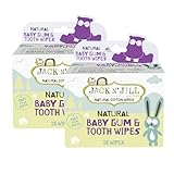 Jack N' Jill Baby Gum & Tooth Wipes - Natural & Safe, Contains only Water & Xylitol, Soft Cotton, Free from Fluoride & Sugar, Baby Mouth Wipes - 25 Individually Wrapped Wipes (Pack of 2)