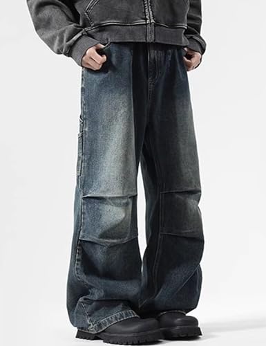 Y2k Baggy Jeans Men Wide Leg Denim Cargo Pants Loose Fit Skater Jeans Vintage Plain Pants Trousers Streetwear3