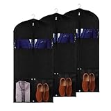 KEEGH Garment Bags Suit Cover for Storage and Travel 54 Inch Breathable Dress Bag with 2 Large Mesh Pockets Protect Jackets Coats Shoes (Pack of 3)