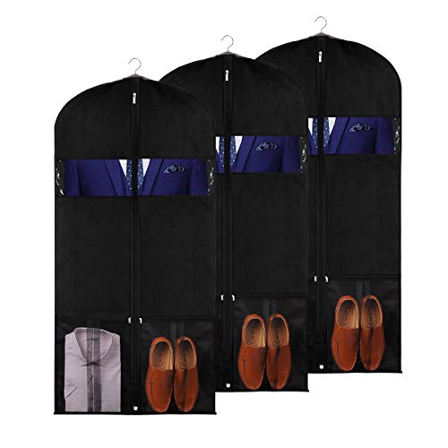 KEEGH Garment Bags Suit Cover Bag for Travel and Storage Clothing Protector Dress Shirts Coats with Zipper and Transparent Window (24