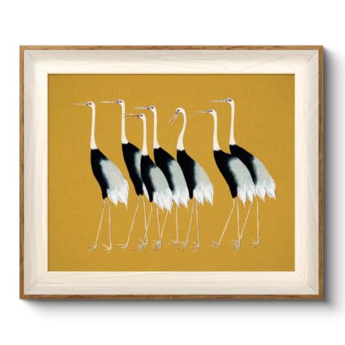 VIYYIEA Framed Wall Art for Living Room, Cranes Canvas Prints, Vintage Home Decor, Animals Painting Picture, Bathroom Wall Decor Gifts for Friends or Family - 12L x 10W