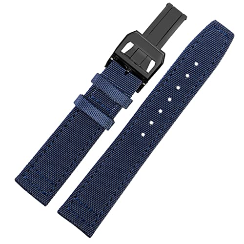 Bracelet montre IWC Pilot haut de gamme en toile canvas bleu noir de 20 mm