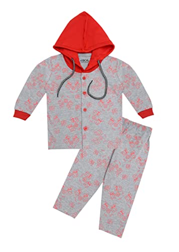 Image of 3BROS Cotton Bodysuit /Dress /Baba Suit for Boys /Girls Full Pajama Set & Casual Full Sleeves Shirt with Cap Attached Combo Kid's Set, Winter Collection for Kids, WinterWear for Kids
