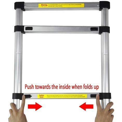 Image of Lukia 11-Steps (10.5 ft) Aluminium Safety Lock Folding Telescopic Ladder (3.2 m Extended and 80 cm Closed, Silver Color)