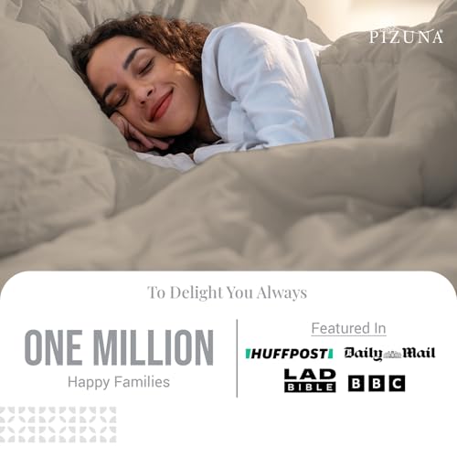 Pizuna Pure Combed Cotton Super King Duvet Cover Set Simply Taupe, 600 Thread Count 100% Long Staple Cotton Superking Duvet Cover 260x220cm, Sateen Quilt Cover with Button Closure (Bedding Duvet Sets) - Image 2