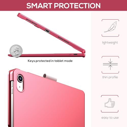 Image of typecase Touch iPad 11th 10th Generation Case with Keyboard (11 inch 2025, A16 & 10.9 inch 2022) - 360 Rotatable, 11-Color Backlit, Multi-Touch Trackpad, Pencil Holder, Thin & Light - Pink