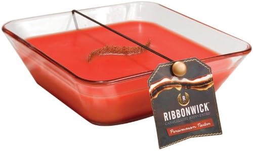 PERSIMMON NECTAR Decor Glass Medium RibbonWick Scented Candle