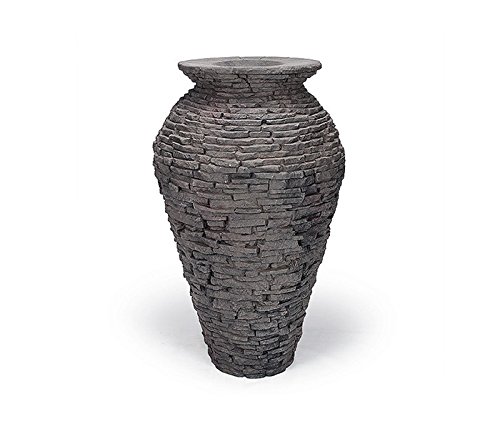 Aquascape 78207 Medium Stacked Slate Urn Fountain for Landscape and Gardens, 45 Inches Tall