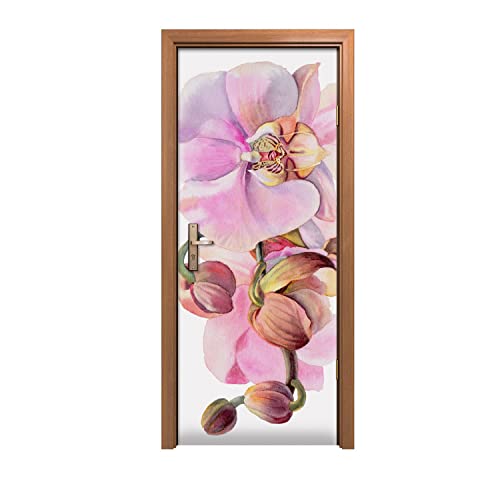 Autocollant de porte 80x200cm décoration murale orchidée design intérieur - 2