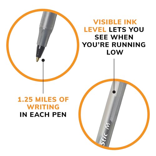 bic round stic xtra life black ballpoint pens medium point 10mm 10-count pack of bulk pens flexible round barrel for writing comfort no 1 selling ballpoint pens