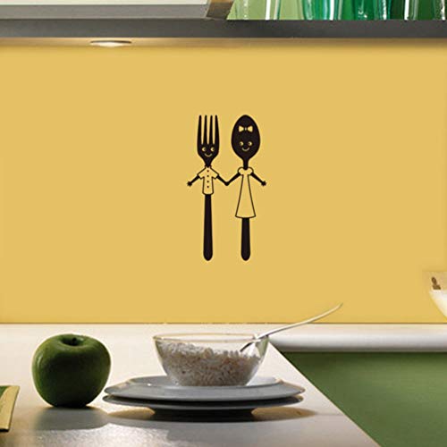 Garneck Dining Room Wall Decor Spoons Wall Murals 3Pcs Kitchen Wall Decals Fork Spoon Vinyl Removable Wall Stickers For Kitchen Dining Room Spork #TOP1