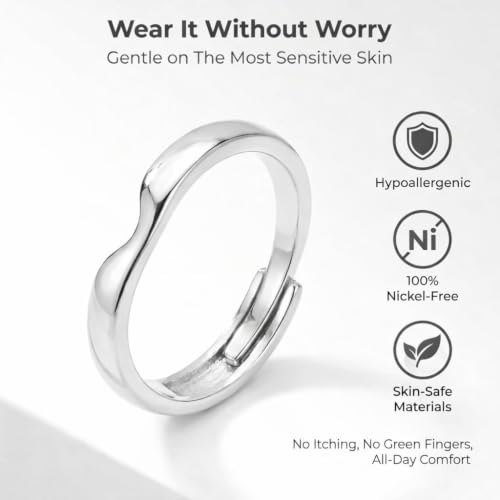 Image of 925 Sterling Silver Men's Classic Adjustable Band Ring | Silver Ring for Men Pure Silver 925