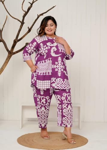 Image of Cord Set for Women Cotton |Plus Size A Line Kurta Set Stylish | Ethnic Dress Kurti Sets | Printed Dresses for Woman | Long Sleeves