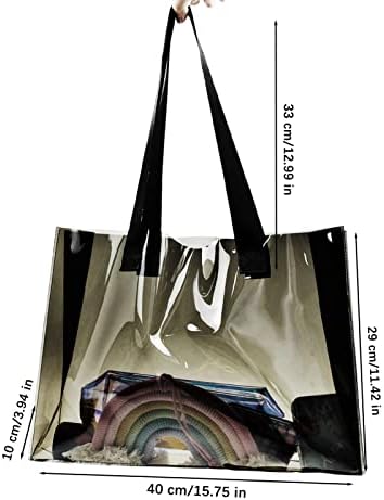 Clear Tote Bag, Women Summer Beach Handbag Waterproof Large Clear Cosmetics Bag Beach Bag Holographic Transparent Beach Bag Toiletry Handbag Large Crossbody Bag with Handle for Stadium, Work, Travel