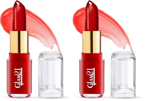 Image of Glam21 Jelly Pop fruity gel lipstick| Moisturising | Glossy Finish | Gives a Natural Colour | Lightweight | 02- Strawberry Red, 3.5gm (Pack of 2)