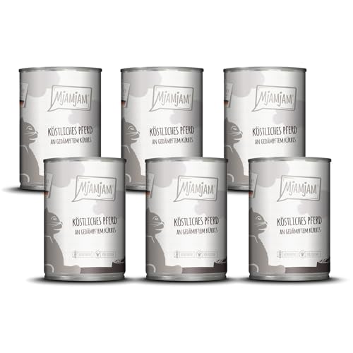 MjAMjAM - Premium Nassfutter für Katzen - köstliches Pferd an gedämpftem Kürbis, 6er Pack (6 x 400 g), getreidefrei mit extra viel Fleisch – Ansicht 1