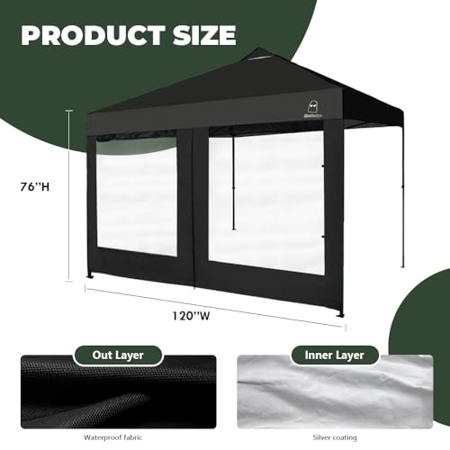 MordenApe Mesh Sidewall for 10x10 Pop Up Canopy - Straight Leg, Commercial Grade Black Mesh Walls with Window and Door, 1 Pack Canopy Sidewall Only, Black by MordenApe - Used condition - Image 6