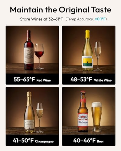 Image of EUHOMY 45 Bottle Wine Cooler Refrigerator, Wine Fridge with Glass Door for Red, White and Champagne, Mini Fridge with Adjust Temperature for Home Kitchen Bar 4.5 Cu.ft, Black