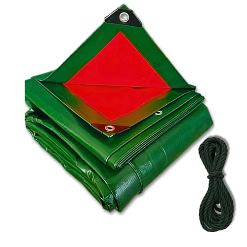 Lona Impermeable Exterior Reforzada 300 g/m², Toldo de Protección PE Doble Cara con Ojales de Aluminio y Cuerda Incluida, Resistente a Rayos UV y Lluvia para Jardín, Piscina, Coche y Leña 4 x 4.