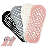 4 Pares Comodos Calcetines Yoga Pilates Para Mujeres y Hombres Antideslizantes Calcetines Artes Calcetín Marciales Tobillero Deportivo Con Puntos Antideslizantes para Yoga Fitness Ballet, EUR 36-39