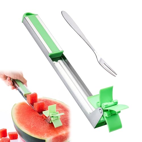 Coupe-Pastèque,Watermelon Cutter,Cutter Melon En Acier Inoxydable,Cutter Pour Couper La Pastèque Melon,Moulin À Vent Melon Cutter,Trancheuse De Moulin À Vent De Pastèque,Kiuiom