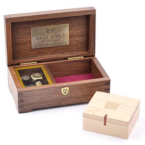 Caja de música de nogal Castle in The Sky con artesanía fina de madera 2