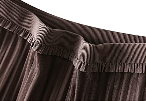 Jupe plissée mi-longue en tulle beige avec perles Hndudnff taille unique - 4