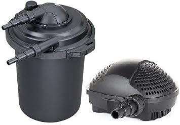 Swell Pond Pressure Filter Deluxe 8,000 and 4,500 Pump Set for Fish Pond | 9w UV Clarifier Included for Clear Water | Strainer Casing and Biological & Mechanical Media for Premium Filtration