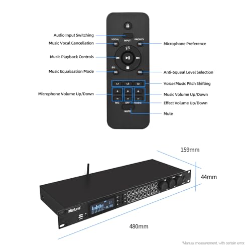 Micfuns KT900 Digitaler Pre-Stage-Effektor, Anti-Heulen, Audio-Prozessor, Echo-USB, MP3, Bluetooth, Optisch