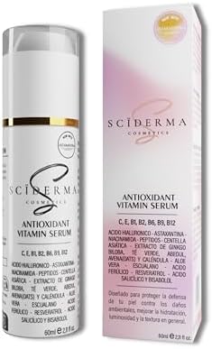 60ml SERUM VITAMINA C, ASTAXANTINA, VITAMINA E, B1,B2,B6,B9,B12 Y ACIDO FERÚLICO - Niacinamida, Ácido Hialurónico, Péptidos, Resveratrol, Centella Asiatica, Aloe – SERUM FACIAL GLOW Y DESPIGMENTANTE