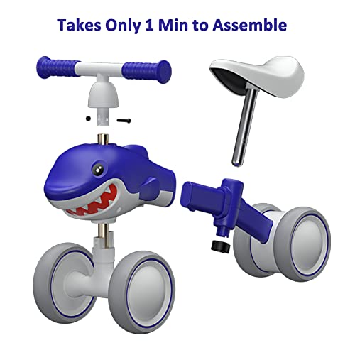 Baby Balance Bikes Seat Adjustable Toddler Riding Toy For 1 + Year Old Boys Girls, 12-48 Months Baby's First Bike First Birthday Blue Shark #TOP6