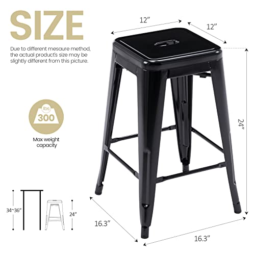 Vogue Furniture Direct 24" Black Backless Metal Bar Stools Indoor-Outdoor Counter Height Stool With Square Seat, Set Of 2 - Vf1571001 #TOP3