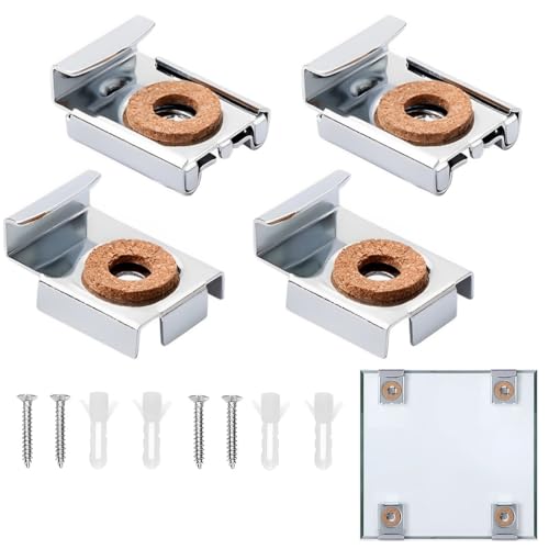 WeddHuis Supporto per specchio da 4 pezzi per il montaggio a parete di specchi pesanti con tasselli e viti