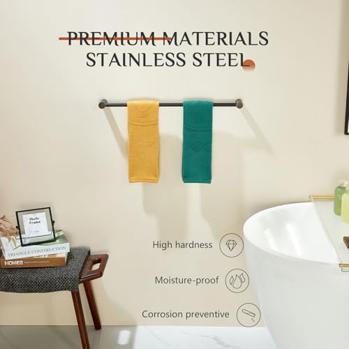 Image of KOKOSIRI Bathroom Towel Rack Wall Mounted 24'' Bath Towel Bar Holder for Bathroom Hardware Accessories Oil Rubbed Bronze Stainless Steel, B4007ORB-L24