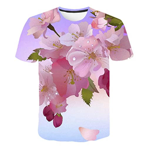 T-shirt d'été à fleurs 3D relief visuel unique Haitpant Cbt-1182 haut imprimé décontracté taille S