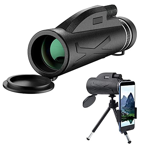 80x100 Monocular-Telescope High Powered for Smartphone Monoculars for Adults High Definition Monocular Telescope for Stargazing Hunting Wildlife Bird Watching Travel Camping Hiking