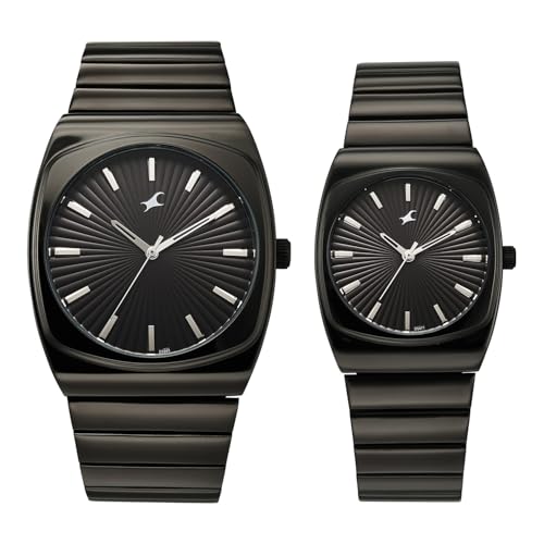 Image of Fastrack Mixmatched 5.0 Quartz Analog with Black Dial Gun Stainless Steel Strap Watch for Couple - 3819268060QM02