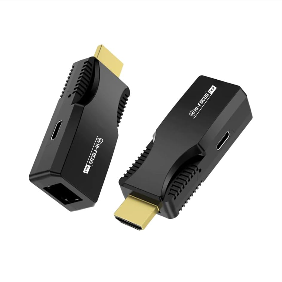 Hi-Focus 50M Extender Over Cat6/Cat7 – Full HD 1080P HDMI Signal Booster Transmitter & Receiver Kit | Plug & Play | HDMI Over Ethernet Cable Extender for TV, DVR, Projector, Monitor