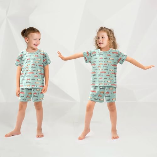 Vdsrup Vintage Cars Summer Pajamas Set Short Cotton Sleepwear 2 Piece Unisex 5Y4