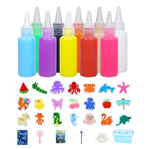 Kit de de Agua Mágicas – Juego de Manualidades de 22 Piezas con 10 Geles y 12 Moldes | Creador de Figuras 3D para Niños 5+ | Juguete de Ciencia STEM para Fiestas y Familia
