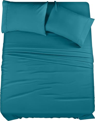 Utopia Bedding Queen Sheet Set – 4 Piece Bed Sheets for Queen Size Bed, Soft and Breathable Microfiber, Includes 1 Fitted Sheet, 1 Flat Sheet and 2 Pillowcases (Denim Blue)