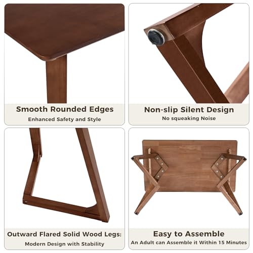 Image of DELAVIN 70.8 Inch Large Solid Wood Dinner Table for 6-8 People, Modern Oak Kitchen Table with Natural Wood Grain, Luxury Rectangular Dining Table for Family, Office, Party, Easy Assembly, Walnut