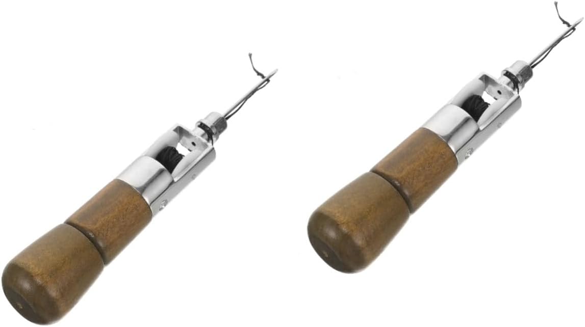 TEHAUX 2sets Leather Needles Hand Awl Kit Leather Repair Tools for Crafting Sewing and Quick Repairs Lightweight Hand Sewing Awl Compact for Portable Use