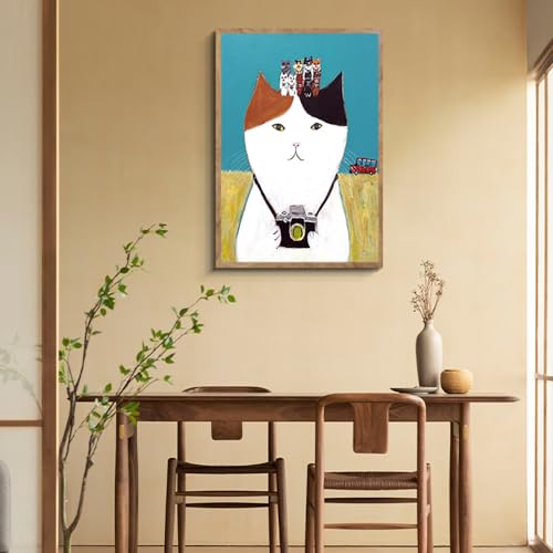 阪画屋 アートパネル アートボード ポスター 玄関 壁画 壁掛け 壁飾り 部屋飾り 飾り絵 絵 絵画 油絵 ソファの背景画 インテリア 現代 モダン フレーム 額付き 木枠付きの完成品 木目調 キャンバス 猫 ネコ ペット アニマル 動物 プレゼント ギフト 30×40