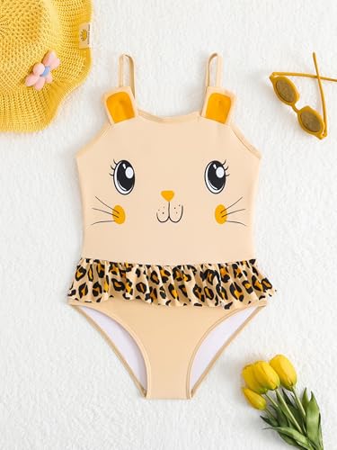 Kids Girls Straps Sleeveless Shorty Swimsuit One Piece Cartoon Print Swimsuit Beachwear Surfing Bathing Suit3